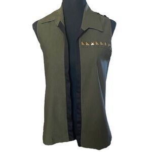 Vintage Army Green Embellished Stretch Coastal Cowgirl, Gorpcore Bikerco…